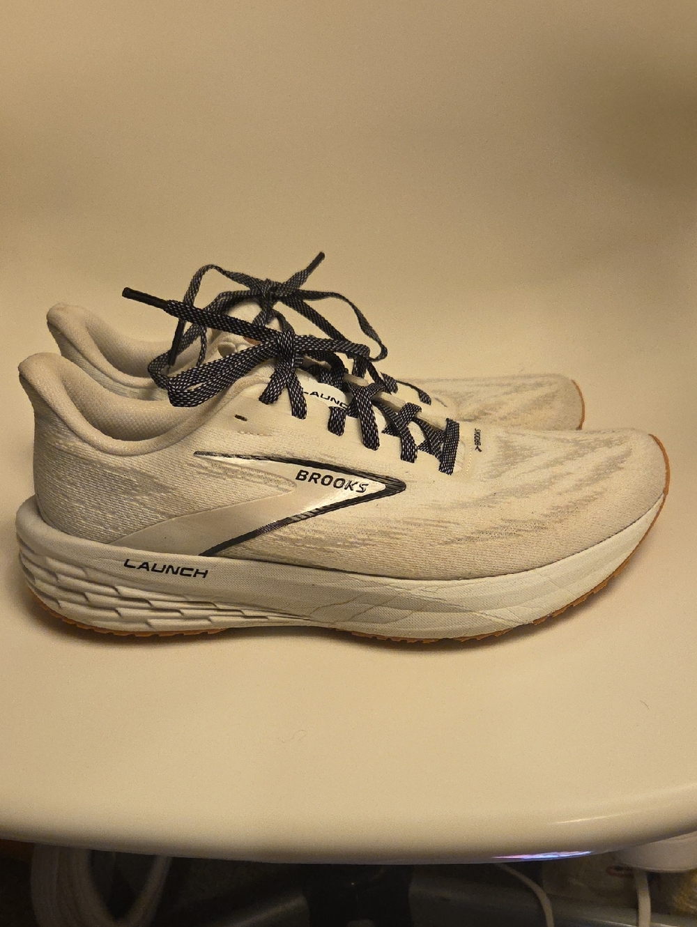Men's Brooks Launch 11 Running Shoes - White with Black Laces